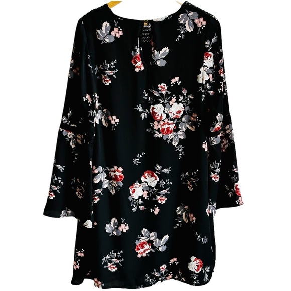 Isabel Maternity Long Sleeve Black Floral Dress With Flare Sleeves Size Small - Picture 1 of 6